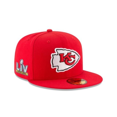 Red Kansas City Chiefs Hat - New Era NFL Super Bowl LV Side Patch 59FIFTY Fitted Caps USA2978654